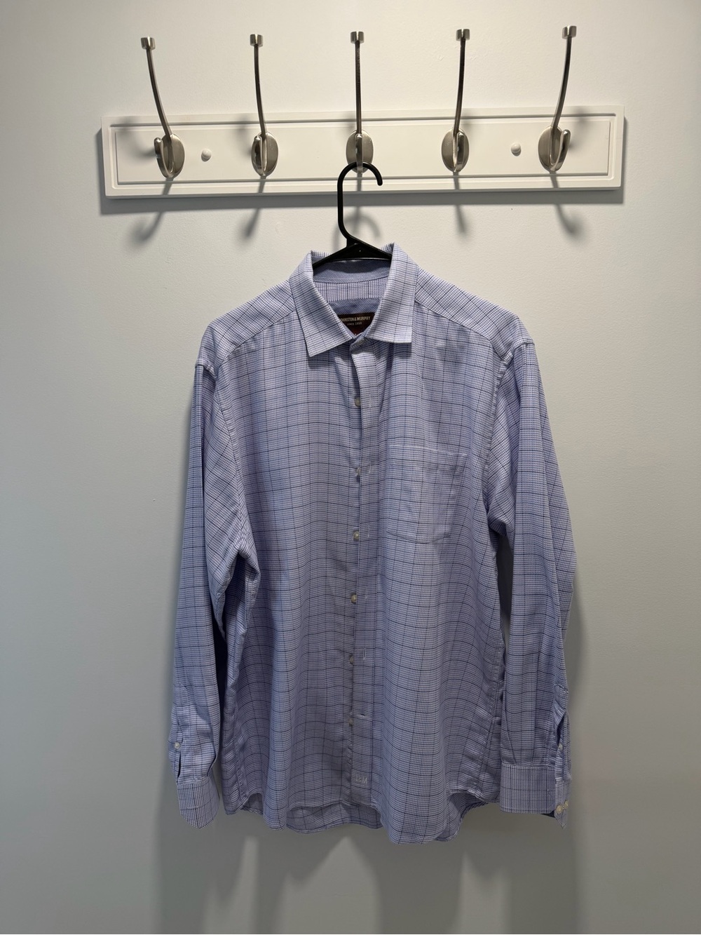 Johnston & Murphy Light Blue Windowpane Dress Shirt